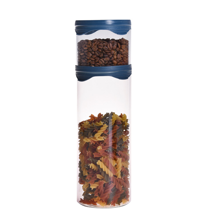 China wholesale kitchen food storage stackable glass jar with logo