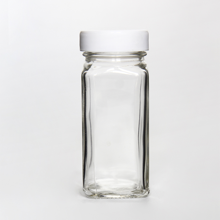 Chinese Factory Square Clear Spice Jar For Kitchen Condiment BBQ Picnic Glass Jar With Leak Cover