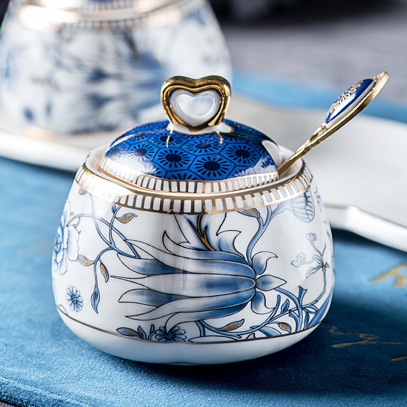Chinese Household Ceramic Tableware Set Seasoning Box Salt Jar Oil Pot Storage