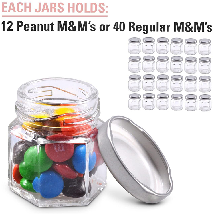 Chinese Manufacturer Customized Size Transparent Glass Honey Jar Jam Bottle With Iron Lid Hexagon Honey Container In Stock