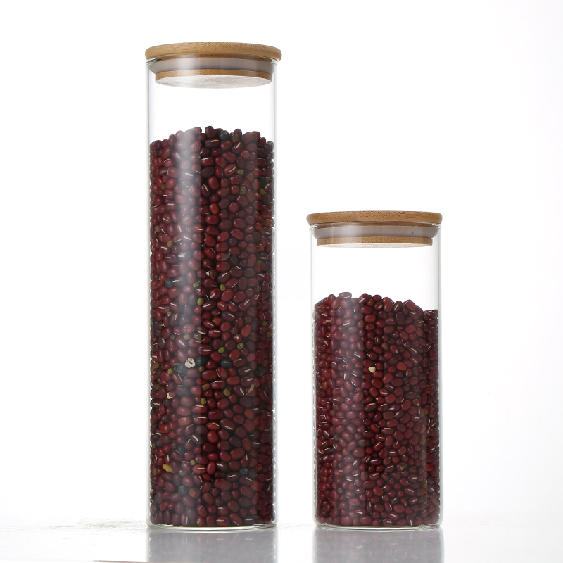 Chinese Manufacturers Borosilicate Glass Storage Jar Pickles with Bamboo Lid