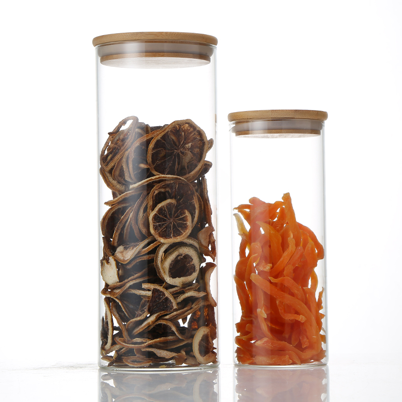 Chinese Manufacturers Borosilicate Glass Storage Jar Pickles with Bamboo Lid