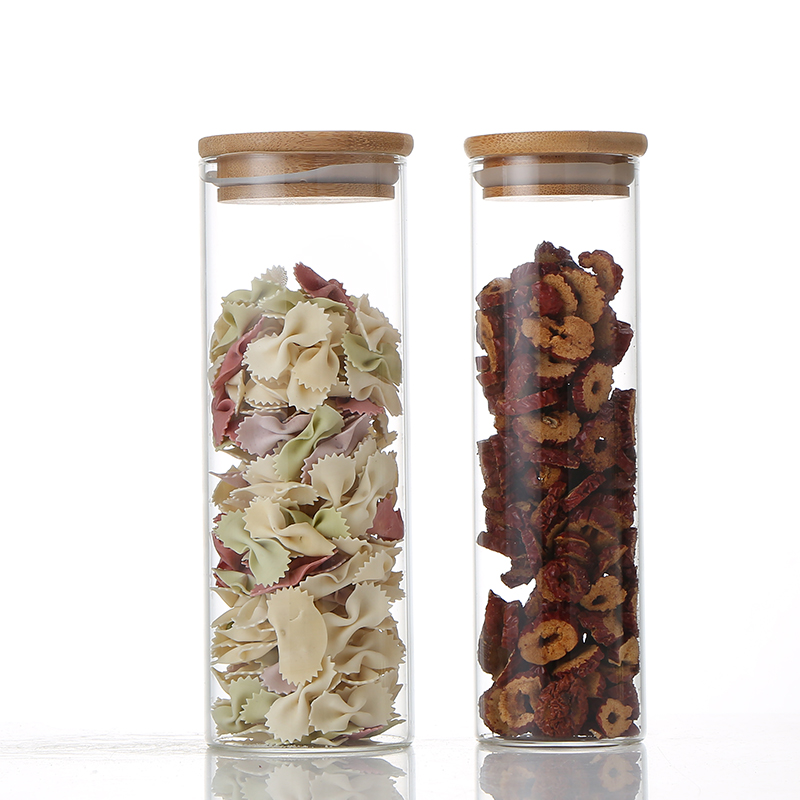 Chinese Manufacturers Borosilicate Kitchen Container Storage Jar With Bamboo Lid Customized Multiple Specifications