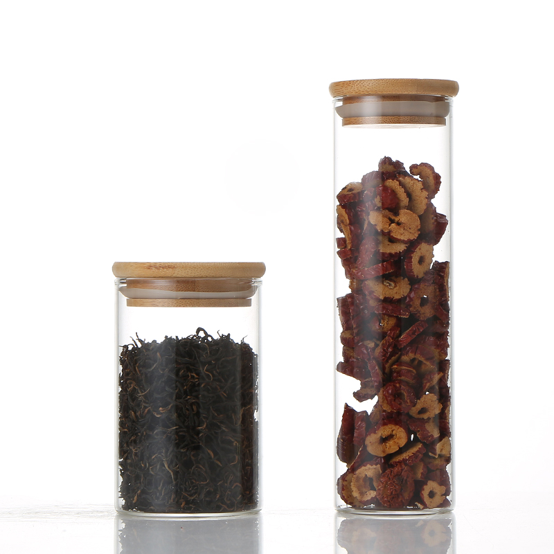 Chinese Manufacturers Borosilicate Kitchen Container Storage Jar With Bamboo Lid Customized Multiple Specifications