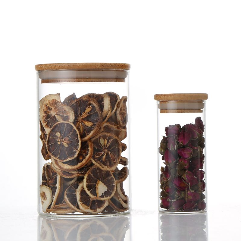 Chinese Manufacturers Borosilicate Kitchen Container Storage Jar With Bamboo Lid Customized Multiple Specifications
