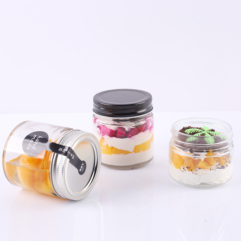 Chinese Manufacturers Mousse Cup Glass Jam Jar With Metal Lid