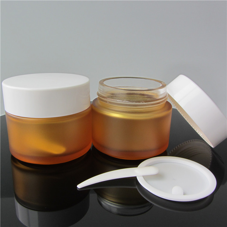 Chinese Supplier 100ml Wide Mouth Custom Amber Cosmetic Containers Body Glass Cream Jar
