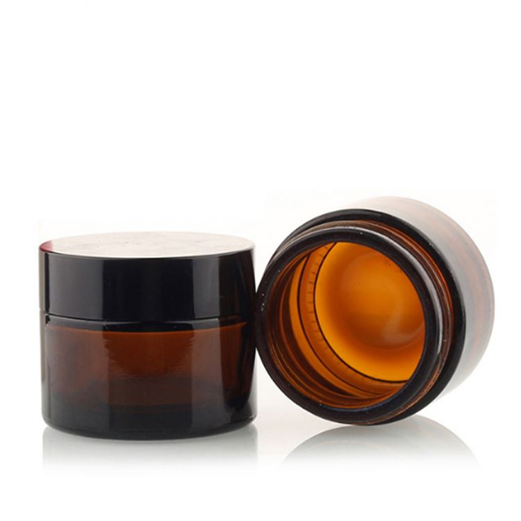 Chinese Supplier 15ml 30ml 50ml Custom Amber Cosmetic Face Glass Cream Jar