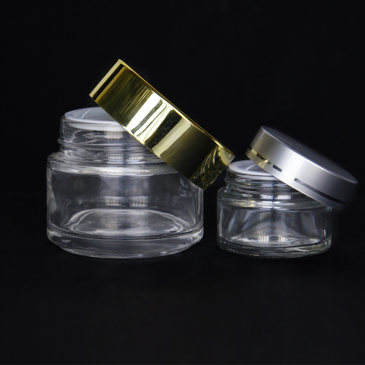 Chinese Supplier Wholesale Empty Round Cosmetic Cream Jars with Gold Lids and gasket 5g 10g 15g 20g 25g 30g 50g 100g