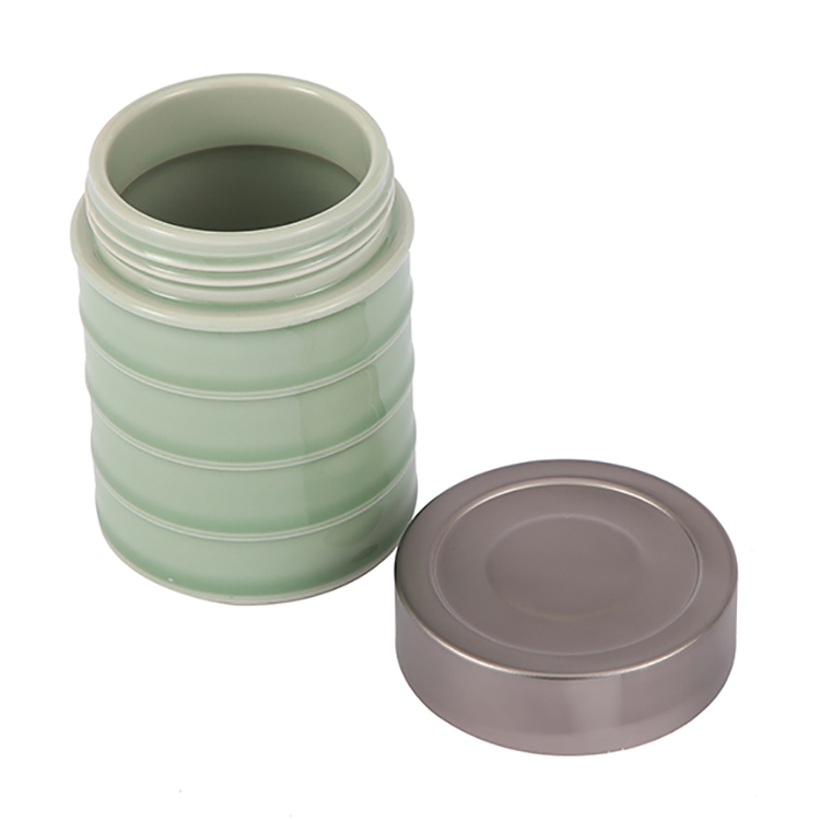 Chinese Type Kitchen Sealed Ceramic Storage Jar Spices Tank Container With Aluminum Alloy Lid Salt Storage Bottle