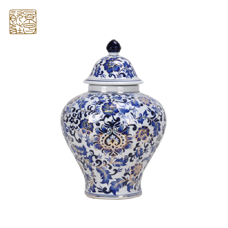 Chinese blue retro decorations ceramic ceramic canister or jar