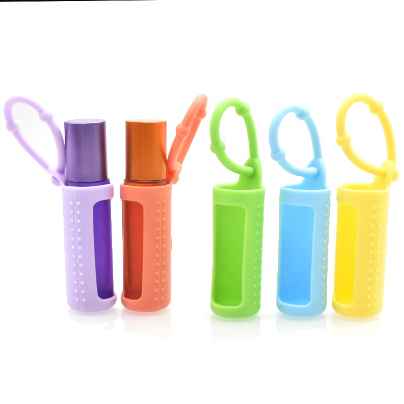 Chinese factory offer silicone color protector holder for glass roller bottle