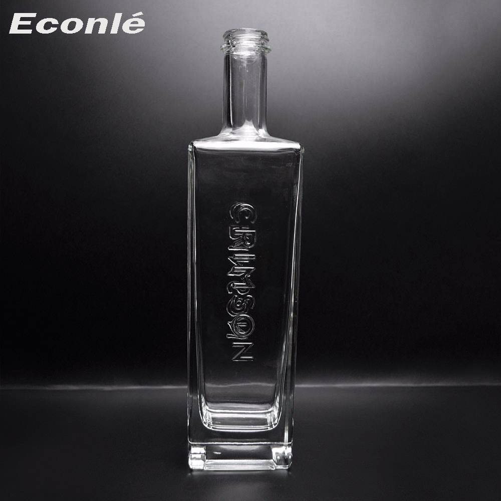 Chinese fancy empty square shape clear glass bottle for liquor 750ml good spirits Whisky Vodka Brandy Wholesale