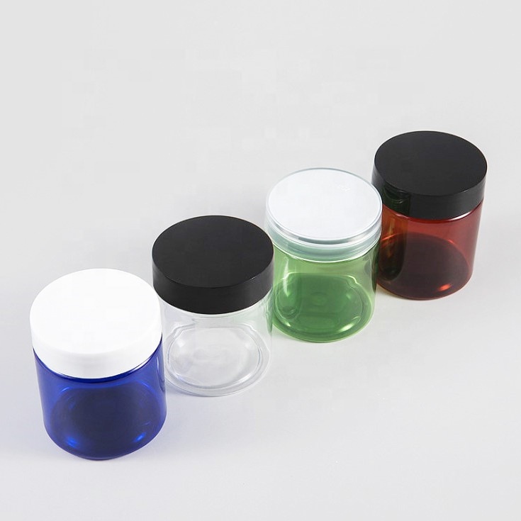 Chinese manufacturer cheap PET 80ml 100ml 120ml 120ml 150ml 180ml 200ml 250ml 8 oz amber 4 oz cosmetic jar with aluminum lid