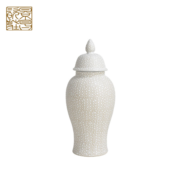 Chinese modern style handmade white color ceramic Ginger jar for home decor