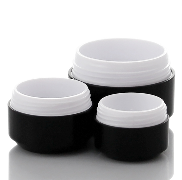 Chinese packing cosmetic black plastic jar 5g 10g 15g 30g