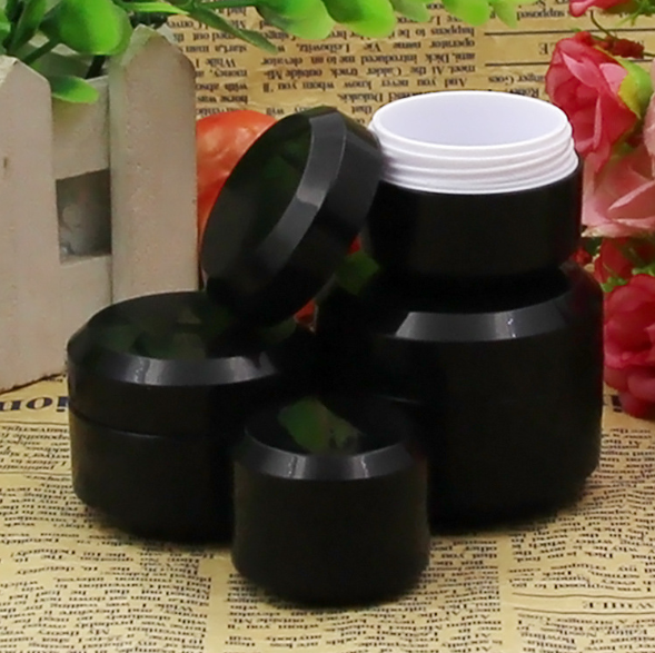Chinese packing cosmetic black plastic jar 5g 10g 15g 30g