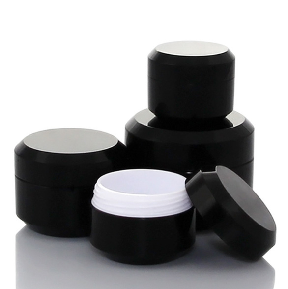 Chinese packing cosmetic black plastic jar 5g 10g 15g 30g