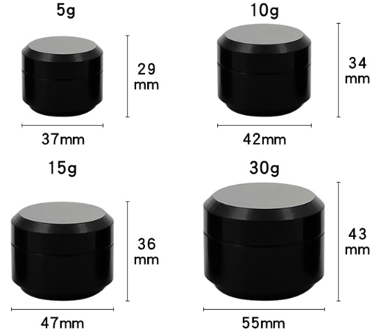 Chinese packing cosmetic black plastic jar 5g 10g 15g 30g