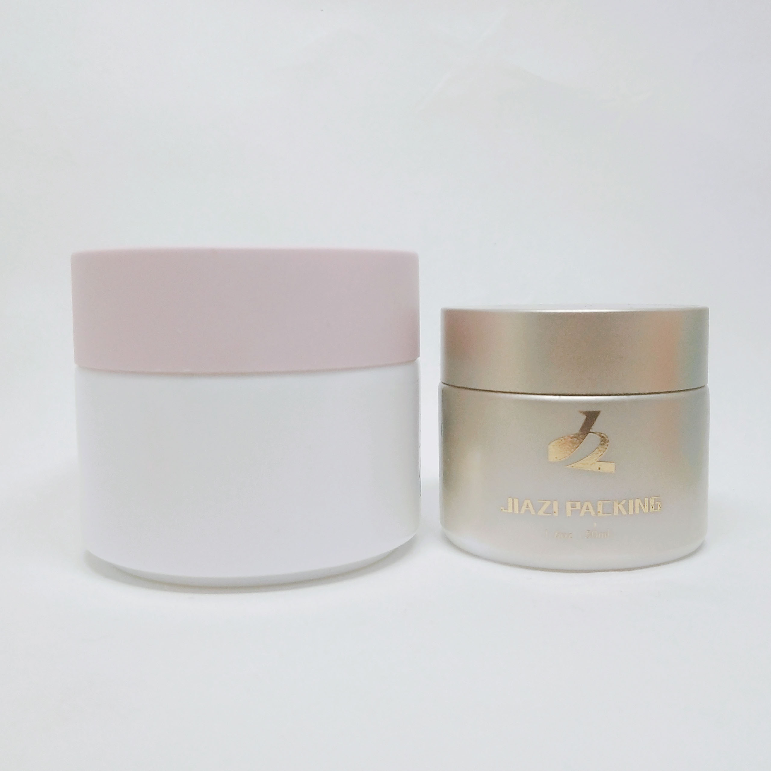 Chinese supplier 100g white porcelain straight sided opal glass jar with pink color lid