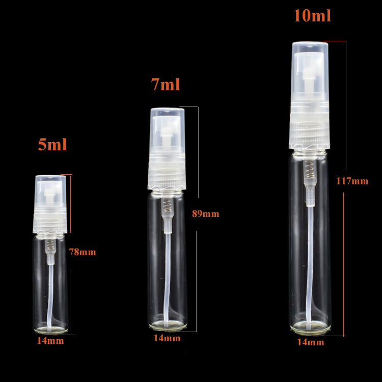 Chinese supplier clear glass perfume spray bottle 5ml 10ml for cosmetic essential oil