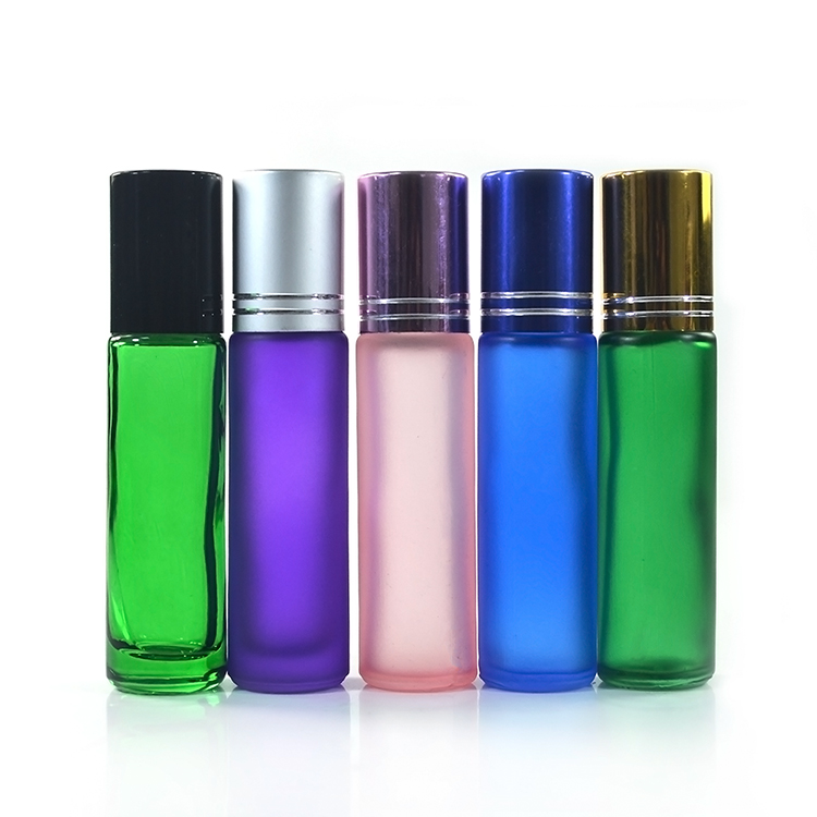 Chinese supplier frosted black amber green blue 4ml 6ml 8ml 10ml 15ml essential oil glass roller bottle