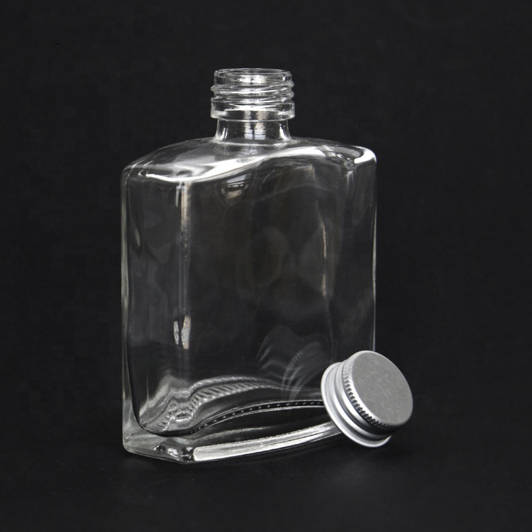 Chivas Regal Portable 200ml Square Glass Wine  Whisky Bottle With Silver Screw Lid