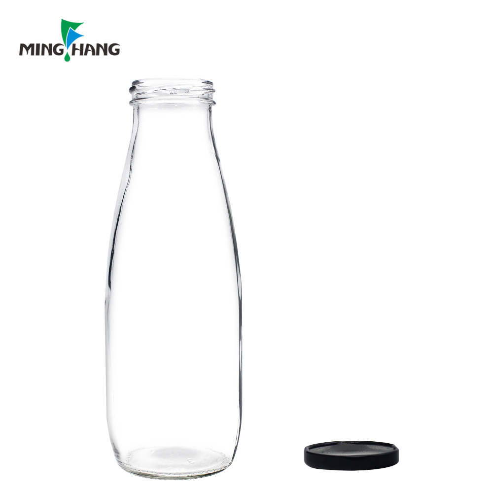 Christmas 250ml 500ml 1000ml 1L ECO Friendly Glass Juice Bottle Sealed Glass Milk Tea Bottle With Mental Lid