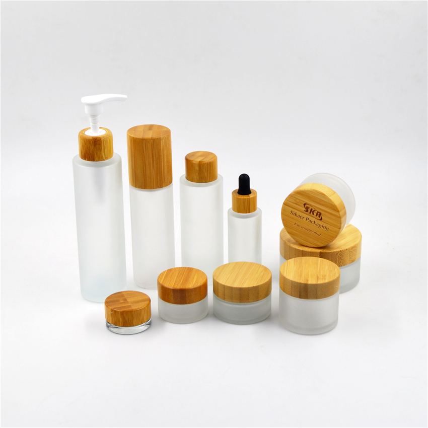 Christmas Customized biodegradable bamboo cosmetic jars /bottles packaging