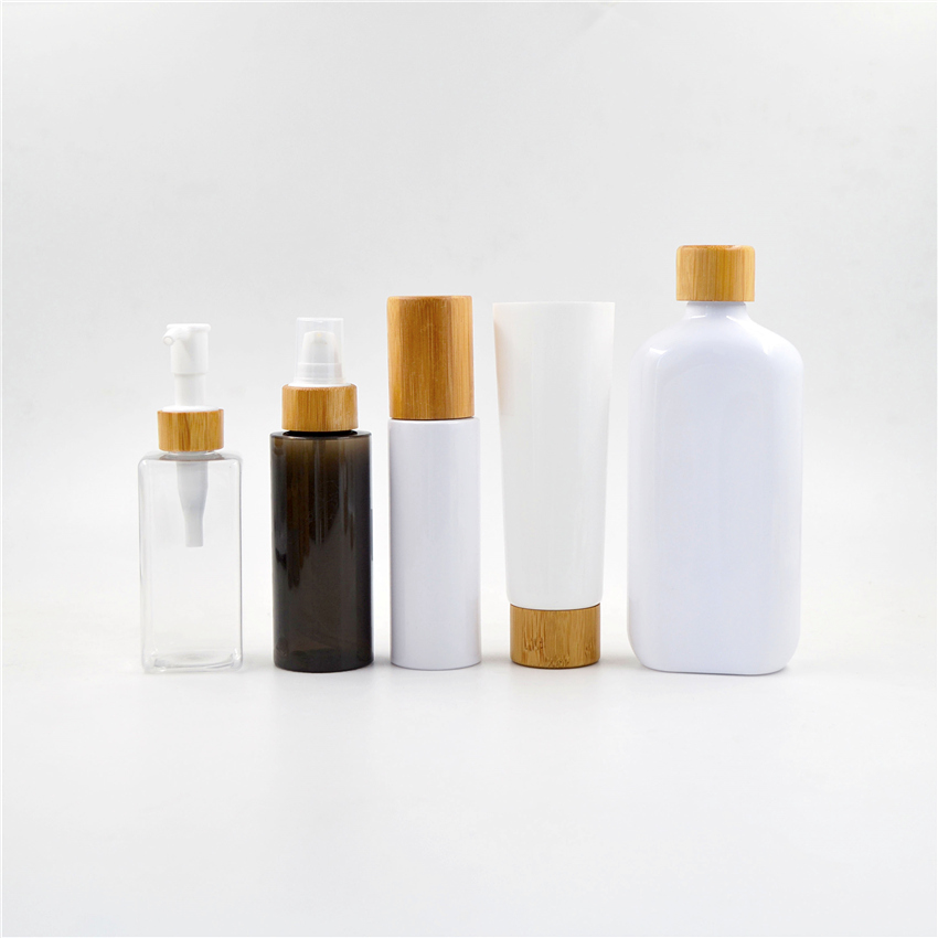 Christmas Customized biodegradable bamboo cosmetic jars /bottles packaging