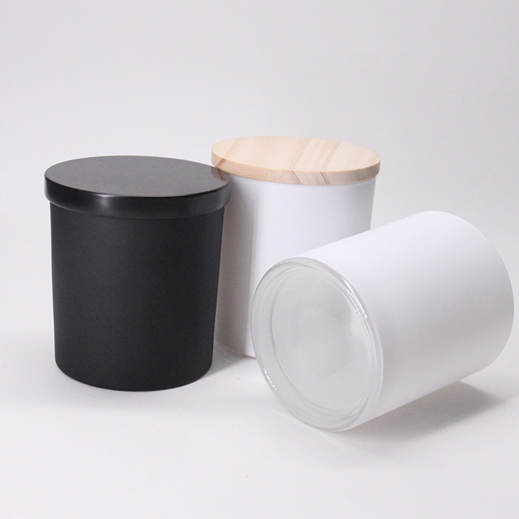 Christmas Vintage Empty Wide Mouth Cylinder Glass Candle Jars With Metal Lid