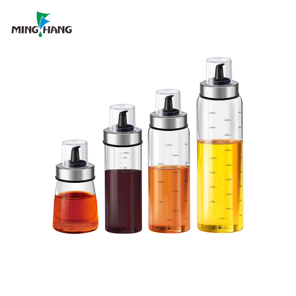 Christmas customized Round Olive Oil Bottle Glass Dispenser Bottle With Scale Label
