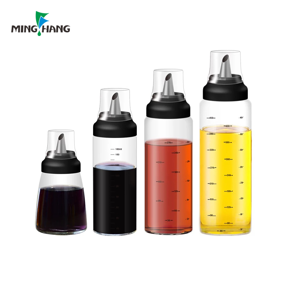 Christmas customized Round Olive Oil Bottle Glass Dispenser Bottle With Scale Label