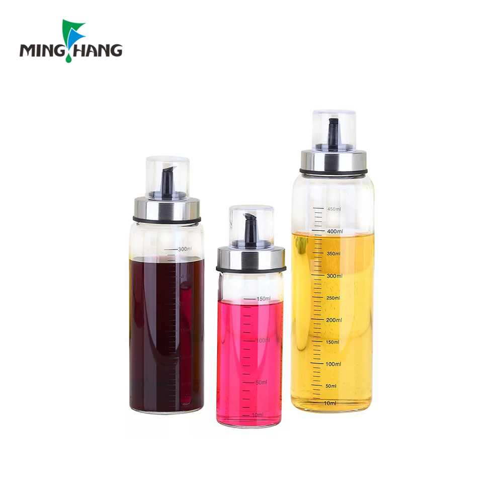 Christmas customized Round Olive Oil Bottle Glass Dispenser Bottle With Scale Label