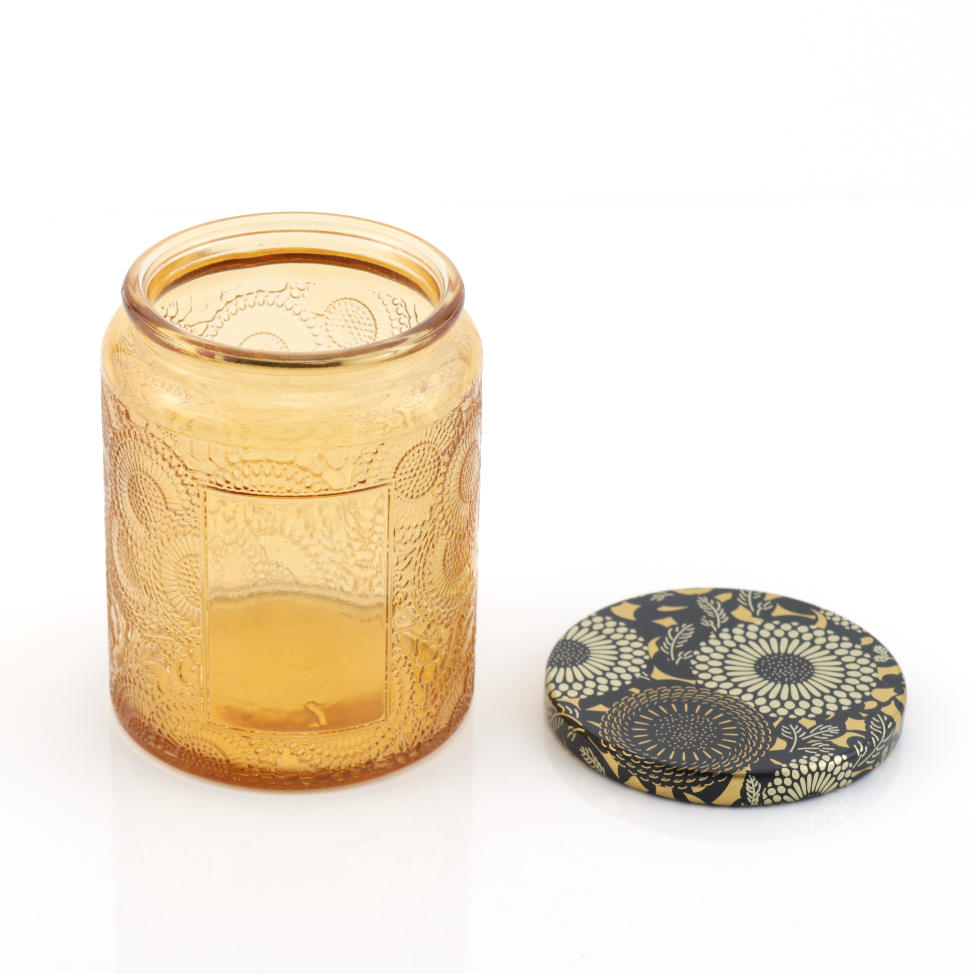Christmas empty big elegant cylinder colored glass candle container with metal lid