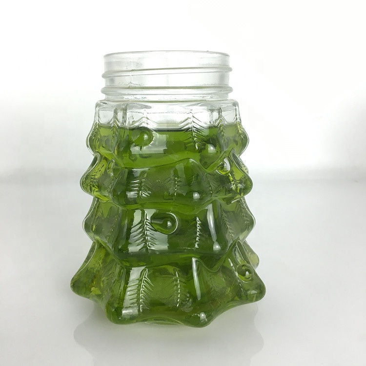 Christmas tree shaped glass mason jar juice drinking bottle 660ml 20oz