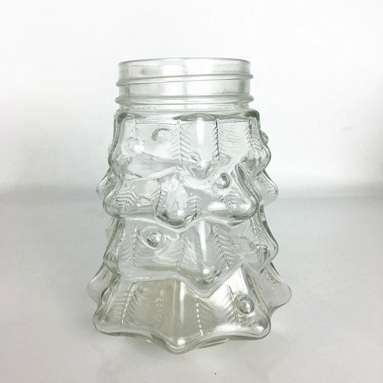 Christmas tree shaped glass mason jar juice drinking bottle 660ml 20oz