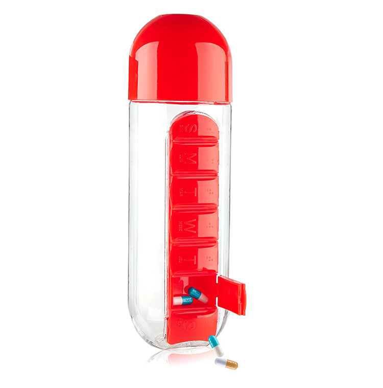 Chrt 2020 New Design 600ml Portable plastic coffee milk water bottle With Pill Box