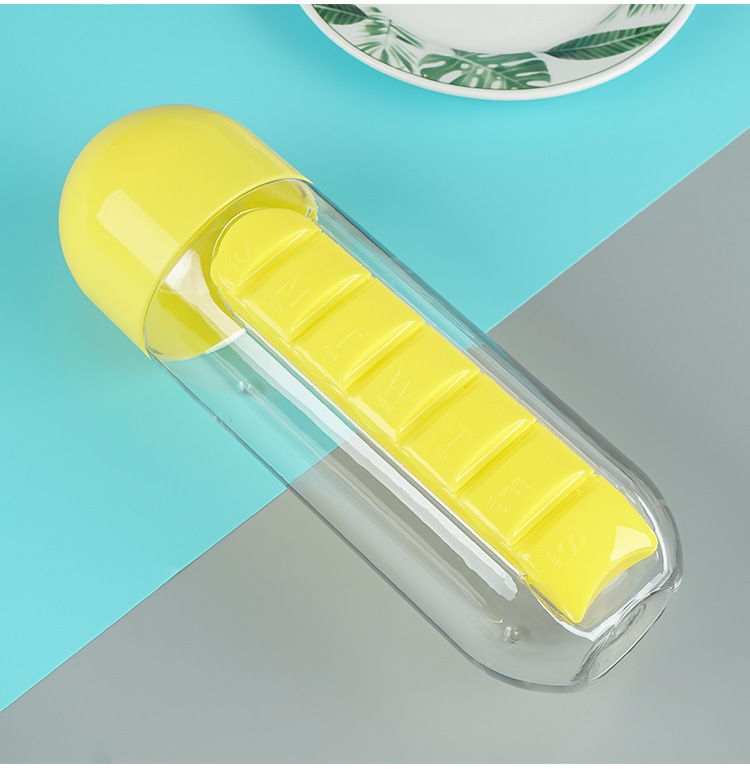 Chrt 2020 New Design 600ml Portable plastic coffee milk water bottle With Pill Box
