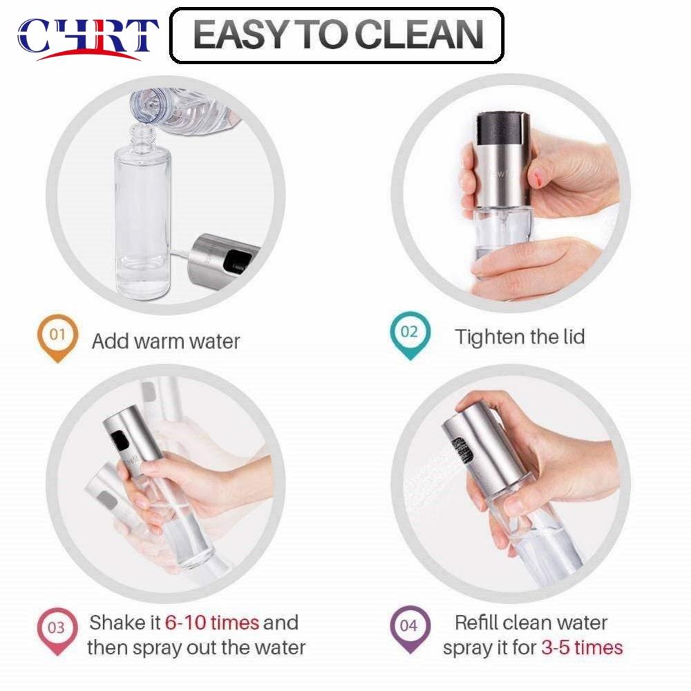 Chrt Portable Kitchen Use Outdoor BBQ Cooking Mister Glass Bottle Oil Grilling Camping Olive Sprayer with Press Dispenser