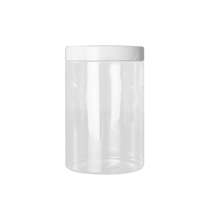 Circle plastic food jar cosmetic container candy 150g white cosmetic alumium cap pet jar