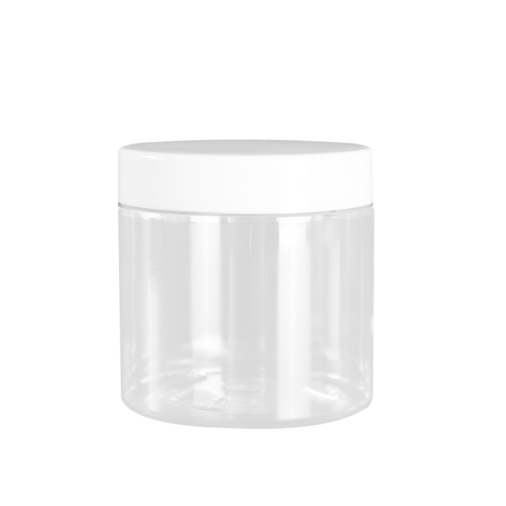Circle plastic food jar cosmetic container candy 150g white cosmetic alumium cap pet jar