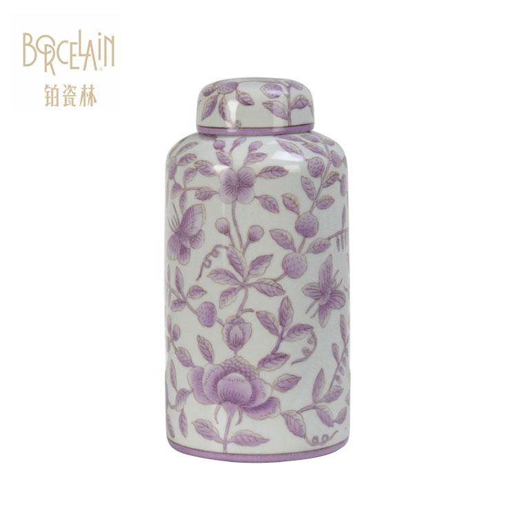 Circular Shaped Storage Canister Home Decor Porcelain Ceramic Jar