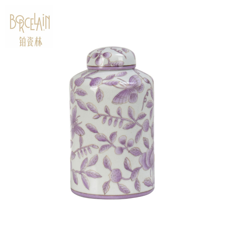 Circular Shaped Storage Canister Home Decor Porcelain Ceramic Jar