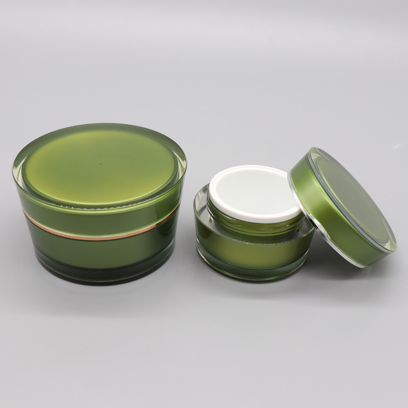 Circular Truncated Cone-shaped Wholesale Empty Acrylic 50ml Green Face Cream Jar 30g