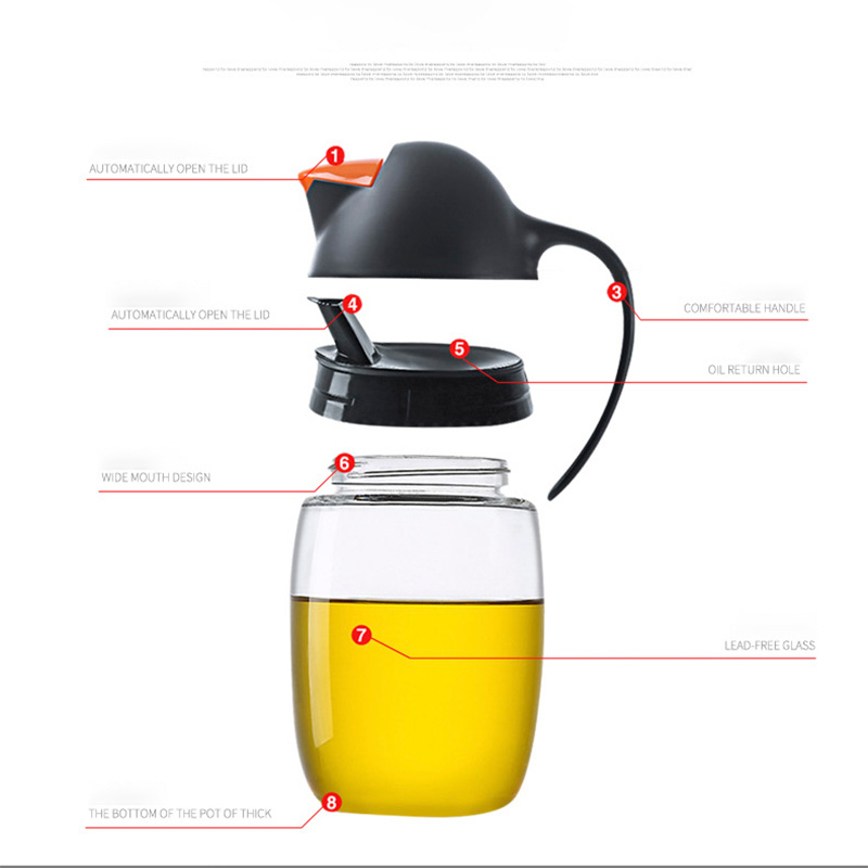 Citylife Kitchen Automatic Opening Cooking Oil Container Oil Vinegar Cruet Glass Olive Oil Dispenser Bottle Container Pot Set