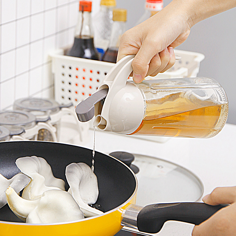Citylife Kitchen Automatic Opening Cooking Oil Container Oil Vinegar Cruet Glass Olive Oil Dispenser Bottle Container Pot Set
