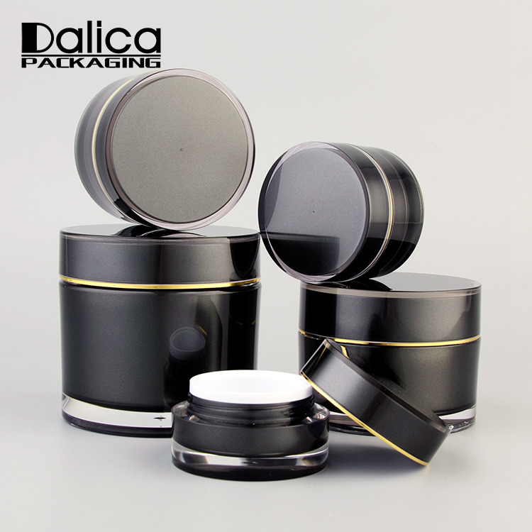 Classic 0.5oz 1oz 2oz 4oz 8oz Black Round Empty Acrylic Cosmetic Jar