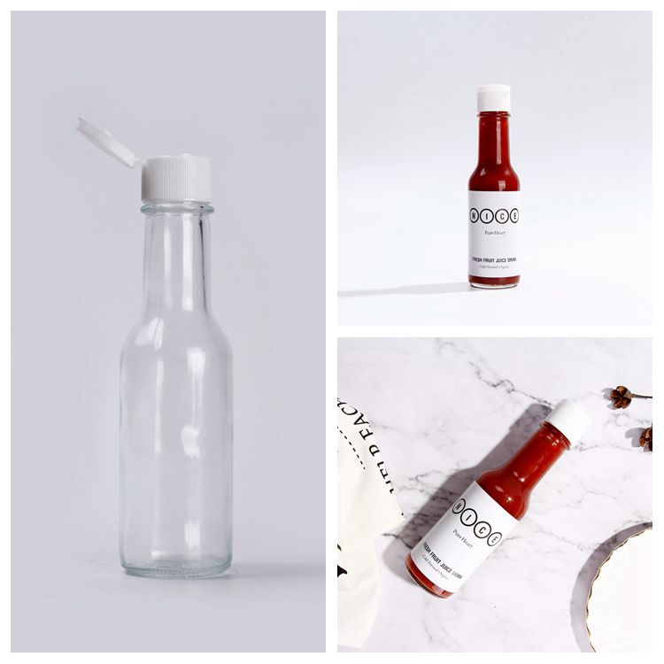 Classic 150ML 90ML Chilli Sauce glass bottles with open lid for Hot Sauce Ketchup mayonnaise dressing packing Containers