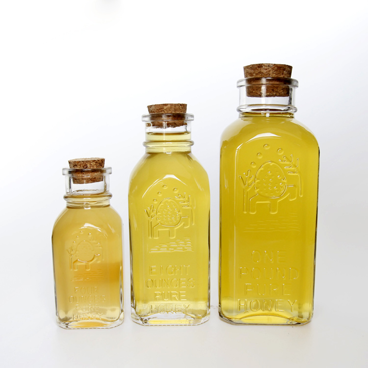 Classic 16 oz Glass Muth Honey Jars with Corks and Dipper